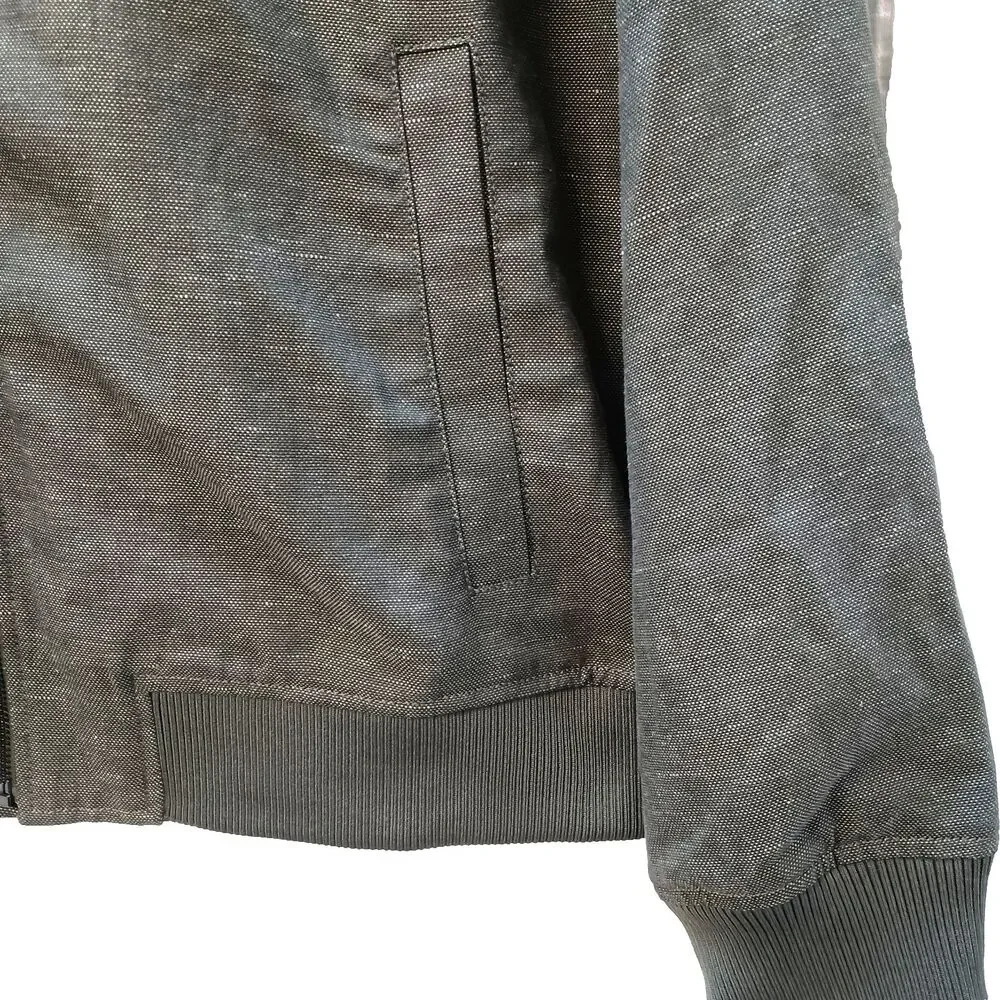 Banana Republic Factory Linen Blend Bomber Jacket Olive XL Full Zip Lightweight